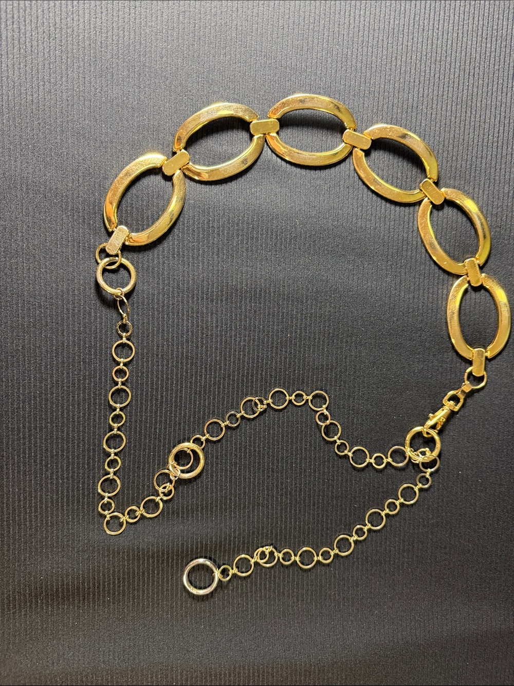 Gold Oval Link Chain Belt with Adjustable Rings - Women Accessories